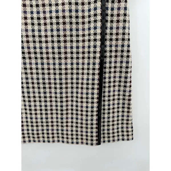 Ann Taylor‎ Black Plaid Faux Leather Trim Wrap Skirt Size 2 NWT Preppy Mini - Image 3