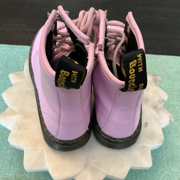 Dr. Martens 1460 Youth Pink Lace Up Combat Boots Side Zip Size 1 US - Image 2