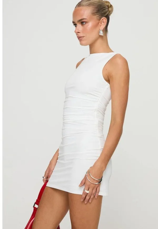 PRINCESS POLLY Eklund Ruched Jersey Minidress in White Size US 2 - Image 2