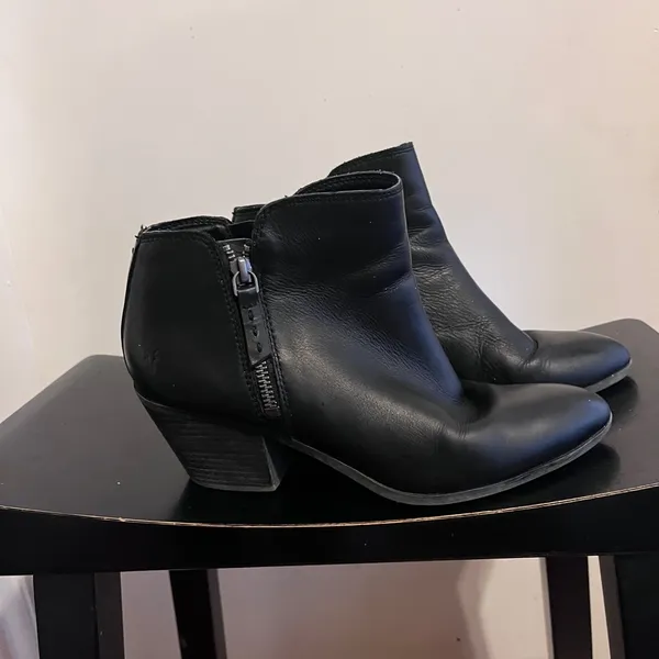 Veronica Frye Black Leather Ankle Booties Size 8.5 - Image 6