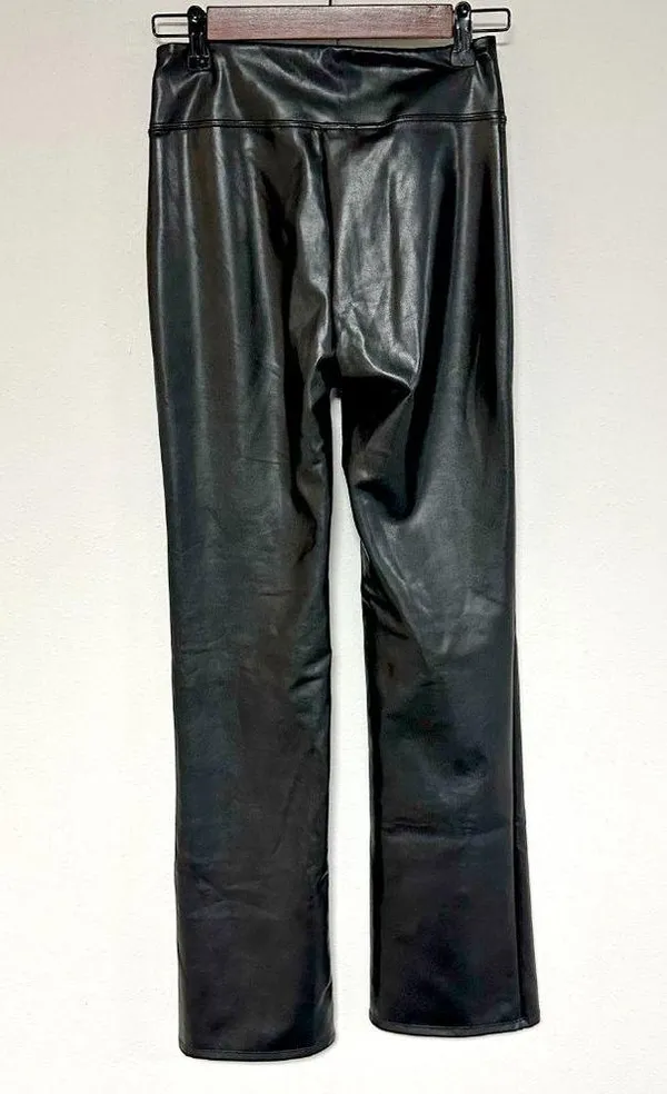 Abercrombie Split-Hem Vegan Leather Slim Flare Pants - Image 7