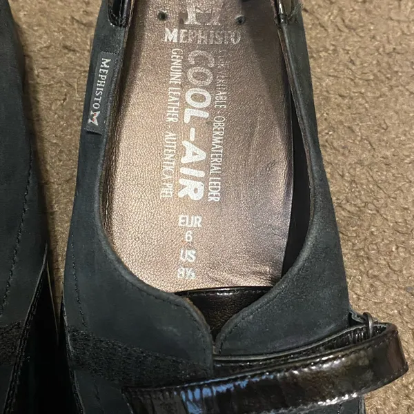 Womens Mephisto Black Faux Suede Leather Slip On‎ Wedge Loafers Size 8.5 - Image 4
