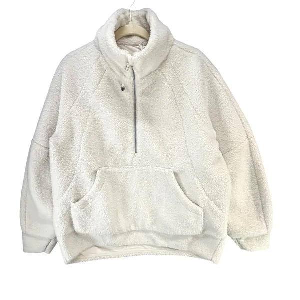 Lululemon Scuba Oversize Half Zip Sherpa Sweatshirt M/L Ivory Fleece Funnel Neck - Image 2