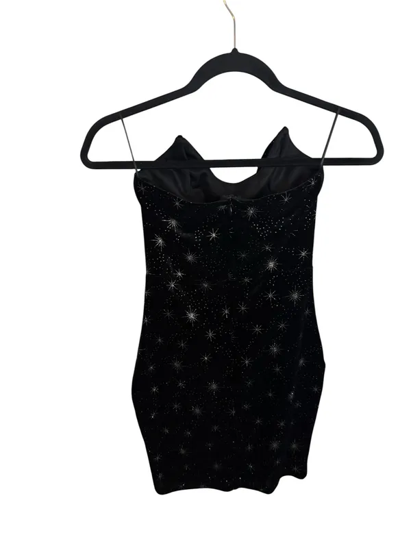 Superdown Black Velour Celestial Stevie Sweetheart Mini Dress - Image 4