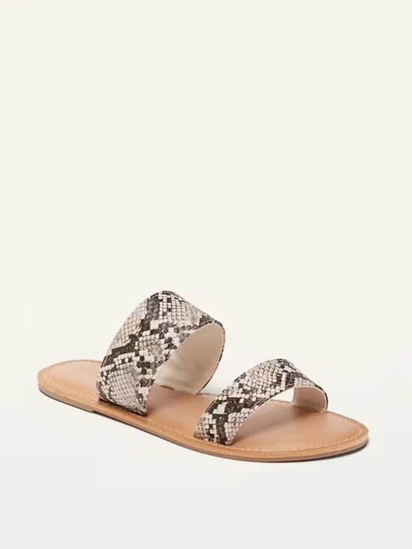 Old Navy Faux-Leather Double-Strap Slide Sandals Size 9 in Faux Snakeskin - Image 6