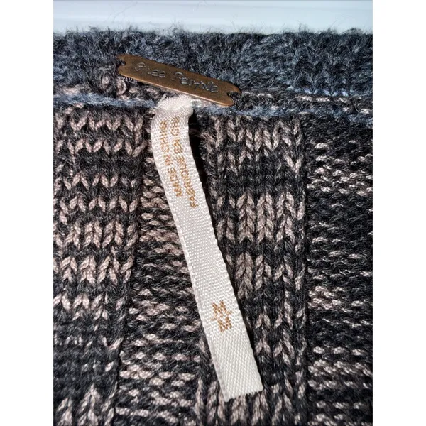 Free People Womens Walk In The Park Cardigan‎ Sweater M Cotton Blend Brown Blue - Image 2