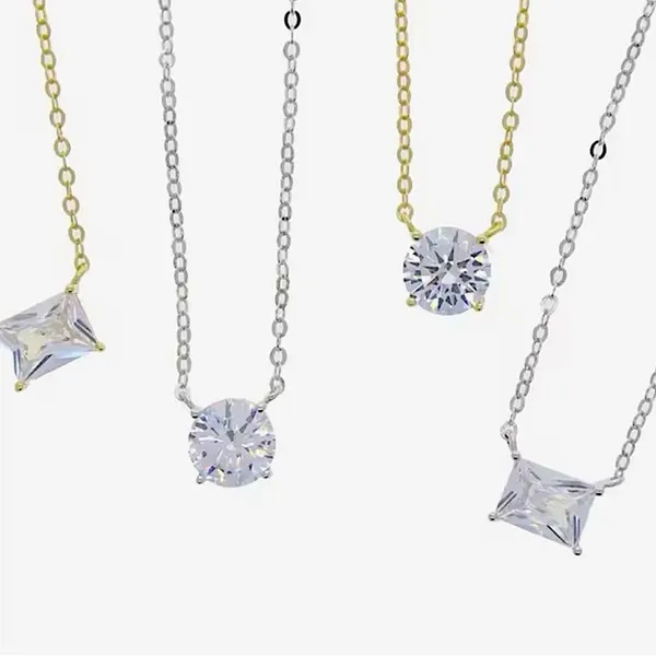 NEW Minimalist Gold Necklace with Simulated‎ Diamond Emerald Cut Pendant, 16-18” - Image 7