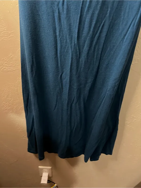 Blue Canoe Organics Teal Draped Cowl Neck Comfy Travel Vacation Minimalist Dress - Image 9