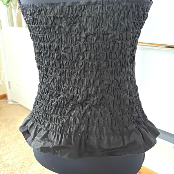 Sexy Witch Black Faux Lace Up Whimsigoth Coquette Dark Fairy Smocked Back Tank - Image 6