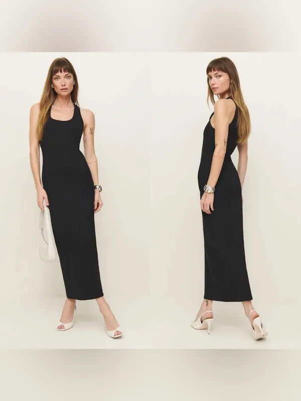 Reformation Women’s Size M Ellie Jersey Organic Cotton Black Maxi Dress - Image 2