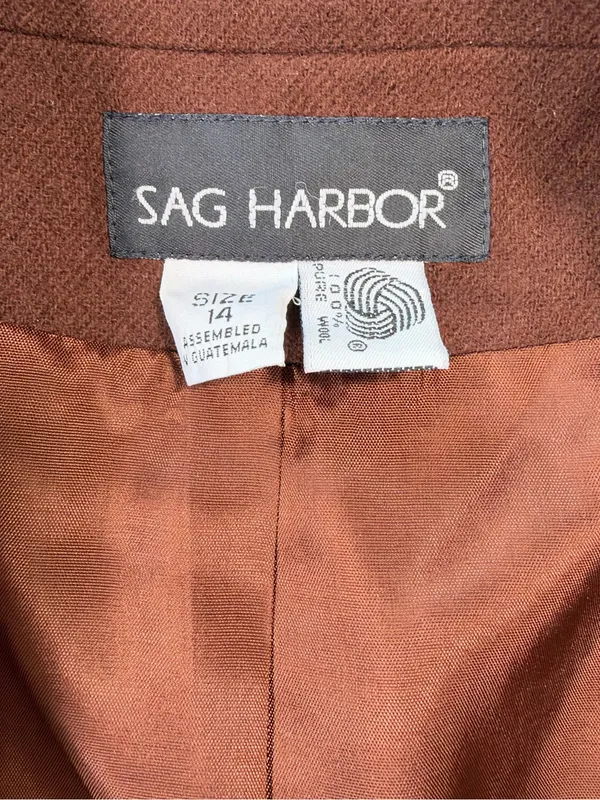 Sag Harbor 100% Wool Rich Brown Single-Breasted Blazer Size 14 - Image 6