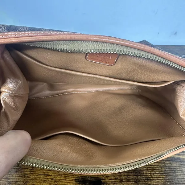 Celine Brown Macadam Toiletry Bag Made In Italy Travel Cosmetic Case Unisex - Image 5