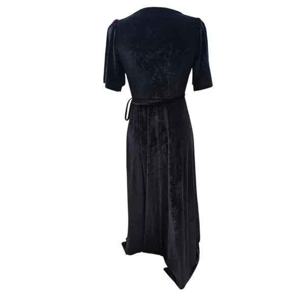 Baltic Born NWOT Katelyn Velvet Maxi‎ Dress Black Wrap Flutter Sleeve Gown XS - Image 6
