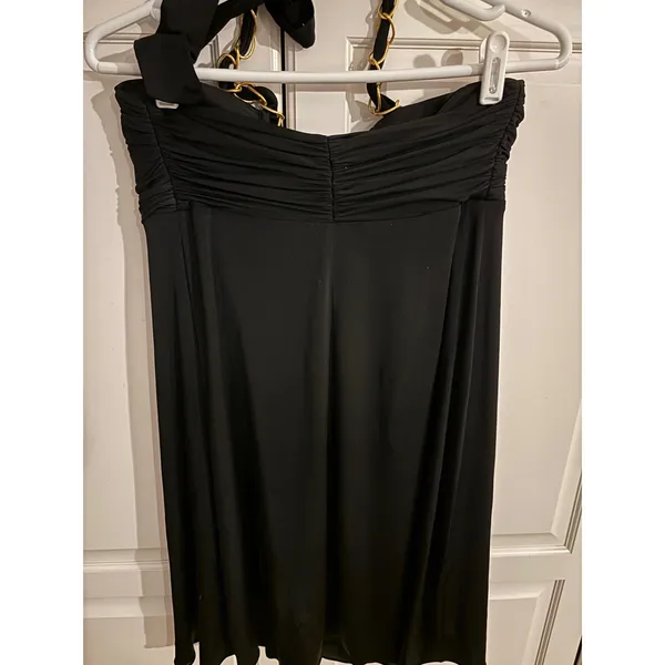 Nine West Black Halter Dress Sleeveless Gold‎ Chain Detail Party Cocktail - Image 3