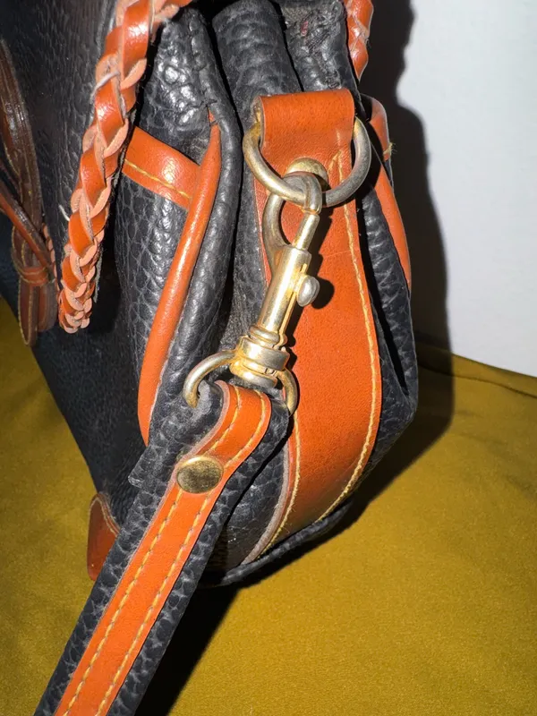 Vintage Dooney & Bourke Black pebble with brown Leather cross body bag - Image 7