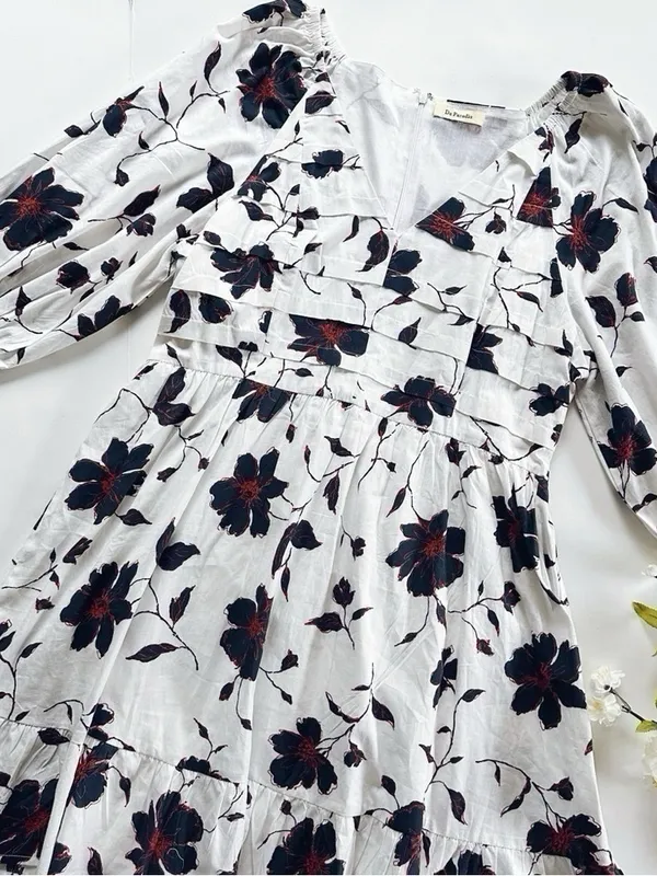 NEW Du Paradis Women’s Floral Cotton Poplin Dress - Image 4
