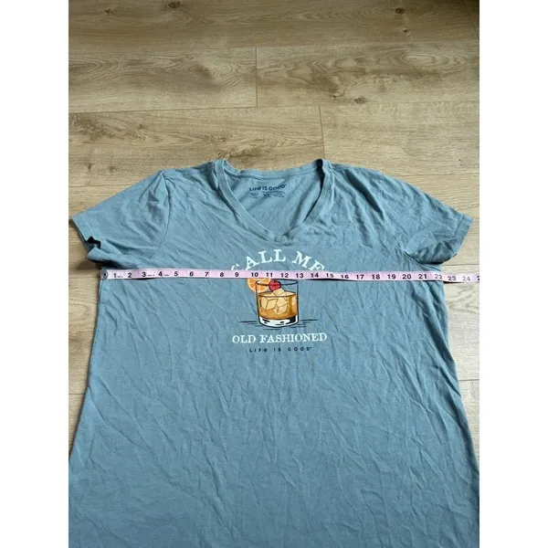 EUC Women Life is Good crusher tee call me old fashioned short sleeve blue sz XL - Image 6