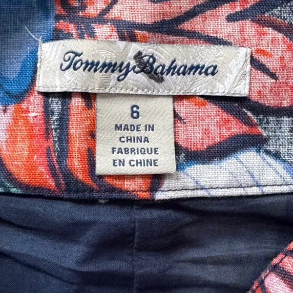 Tommy‎ Bahama Sz 6 Floral Linen Mini Skirt Blue Tropical Hibiscus Vacation Beach - Image 3