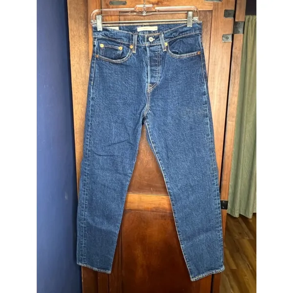 Levi’s Wedgie Straight Jeans High Rise Button Fly Dark Wash Streetwear Casual 28 - Image 3