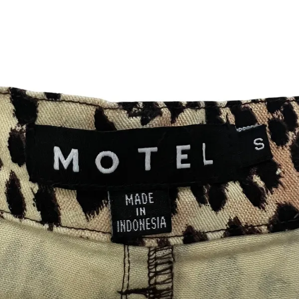 Motel Zoven Flare Pants Tan Brown Leopard Print Indie Sleaze High Rise Size S - Image 6