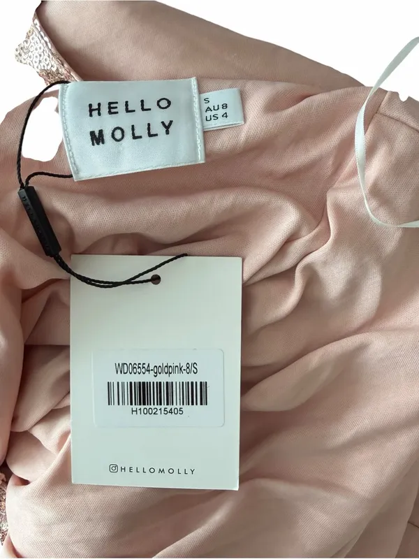 Hello Molly - NWT Diamond Entrance Pink Gold Sequin Halter Maxi Dress Size S - Image 8