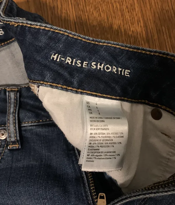 American Eagle Jean Shorts size 4 HiRise Shortie Super Stretch - Image 5