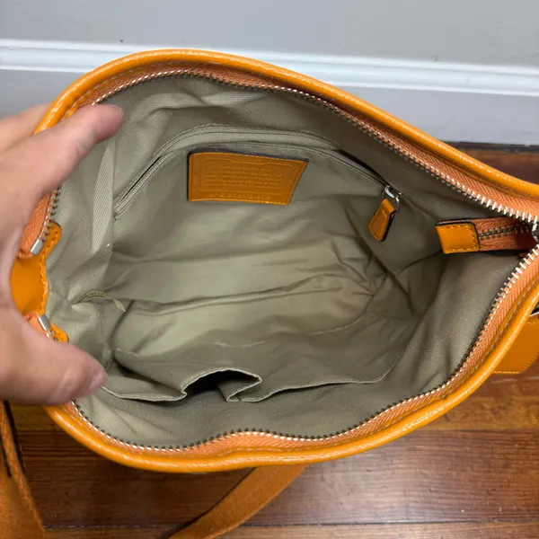 Coach Khaki Signature Crossbody with Orange Trim - Image 8
