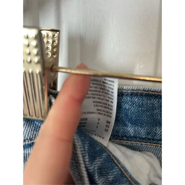 American eagle high waisted stretchy ripped jeans size 4 blue jeans wide leg - Image 5