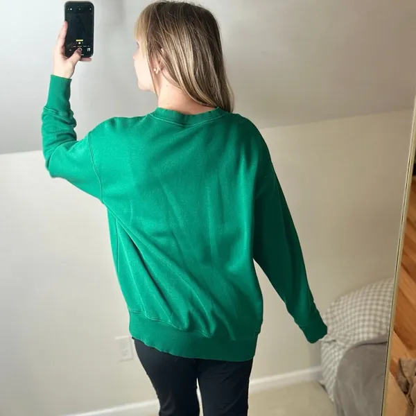 Nike: Green Center Swoosh Crewneck Sweatshirt - Image 2