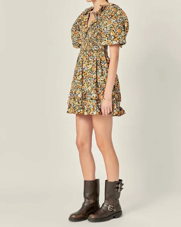 English Factory plunge V smocked floral mini dress XS - Image 2
