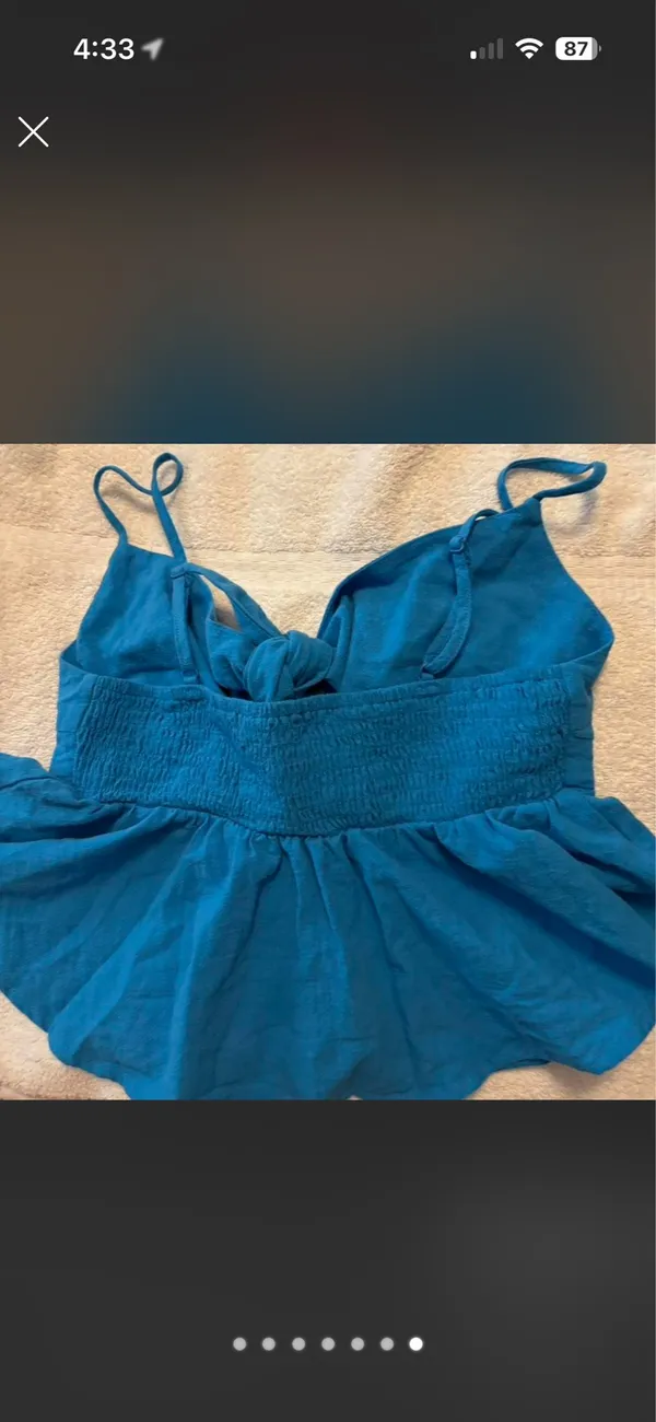 SheIn Blue cami/halter top 100% cotton with tie front detail #summer y2K indie fairy croquette resort vacation coastal festival - Image 5
