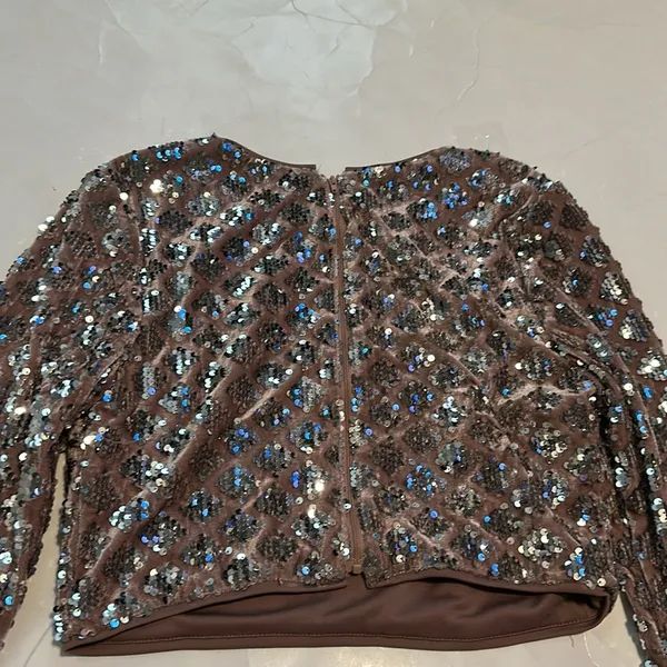 Crystal Doll Homecoming Wedding Cropped Jacket & Skirt Velvet & Sequin Muted Nwt - Image 6