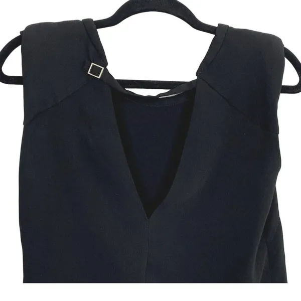 ZARA Perfect Sleeveless Lightweight Blouse Open V Neck Key Hole Back Small Black - Image 6