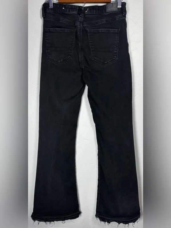 American Eagle Outfitters Black High-Rise Flare Button-Fly Jeans Size 6 - Image 2