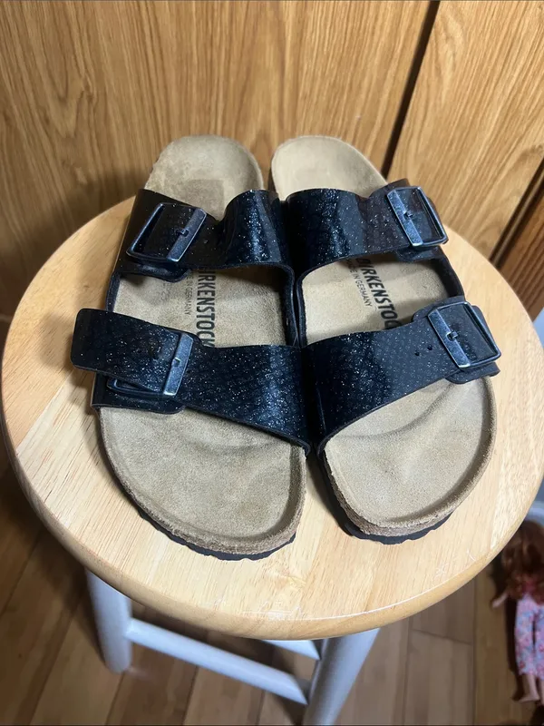 Birkenstock Arizona Two-Strap Sandal - Black Glitter - Image 5