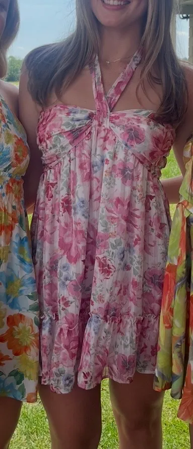 Lulus Pink Floral Mini Dress - Image 3