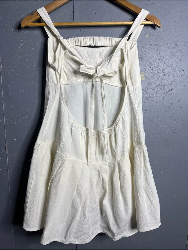 Free People Azasia Minidress in Ivory. Size Large Cotton, dropped waist - Image 5
