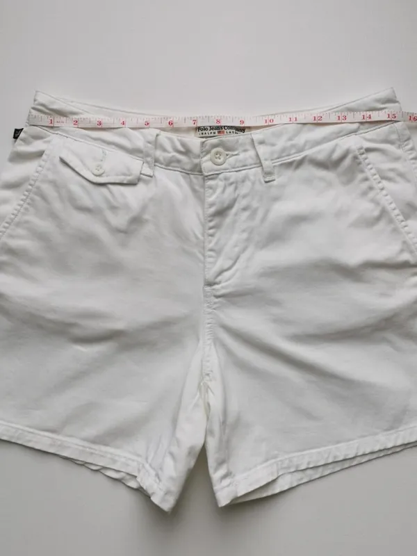 Vintage Polo Jeans Ralph Lauren White Cotton Twill Shorts Size 6 Y2K - Image 7