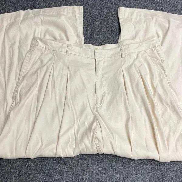Maeve Anthropologie Cream Linen Blend Pleated Wide Leg Pants Plus Size 22W - Image 2