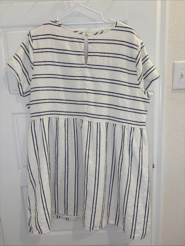 Old Navy XXL White Navy Striped Babydoll Mini Dress Coastal - Image 3