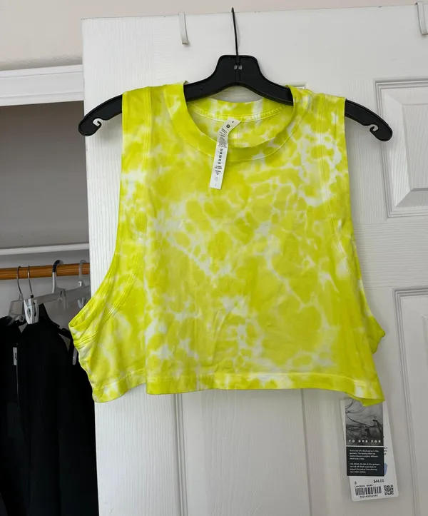 Lululemon All Yours Cropped Cotton Tank Top *Tie Dye size 8 in Marmoleado Tie Dye Highlight Yellow - Image 4