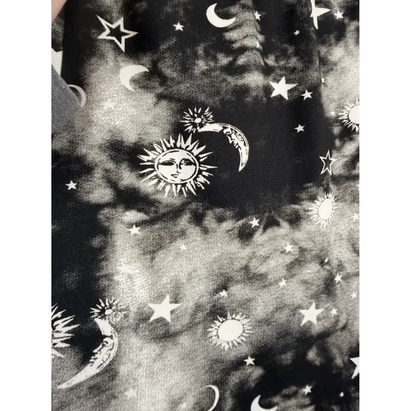 Poof New York Celestial Sun Moon Stars Women's Wide‎ Leg Pants Black White Small Witchy Gothic - Image 5