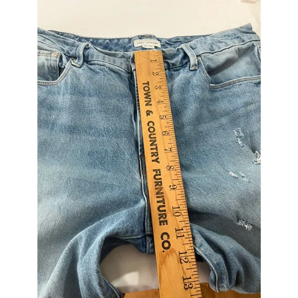 Good American Flare Jeans Women 10/30 Light Wash Distressed Raw Hem High Rise‎ - Image 8