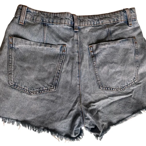 Zara Womens Light Wash Denim Skort Wrap Front Button Frayed Hem‎ Blue Size Small - Image 2