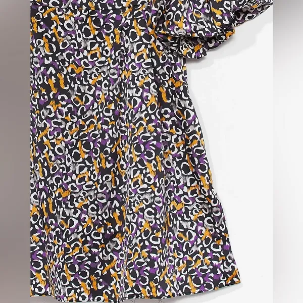 Nasty Gal Abstract Print Puff Sleeve Square Neckline Mini Dress‎ Size Medium - Image 3