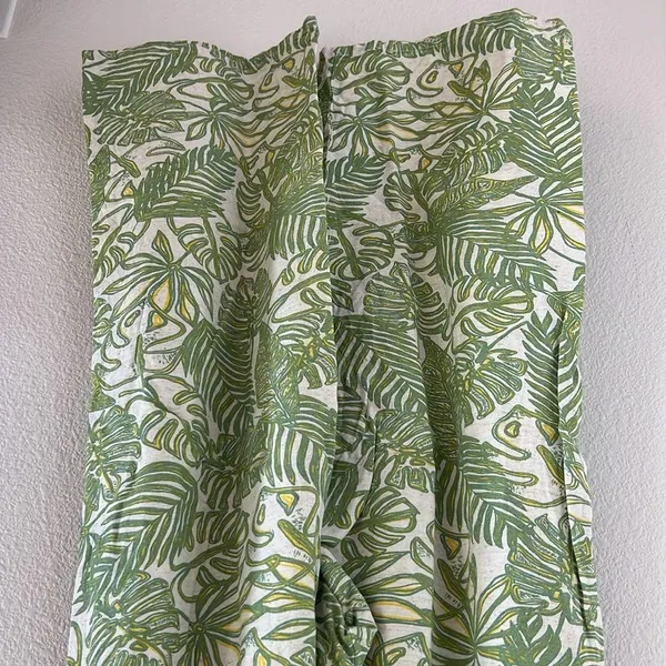 Midnight sky Modern Aloha Palm Linen Cotton Rayon Wide Leg Elastic Waist Pants S - Image 7