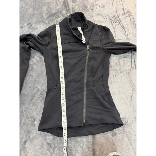 Lululemon Jacket Womens Black Asymmetrical Zip Thumbhole Activewear 2 - Image 5