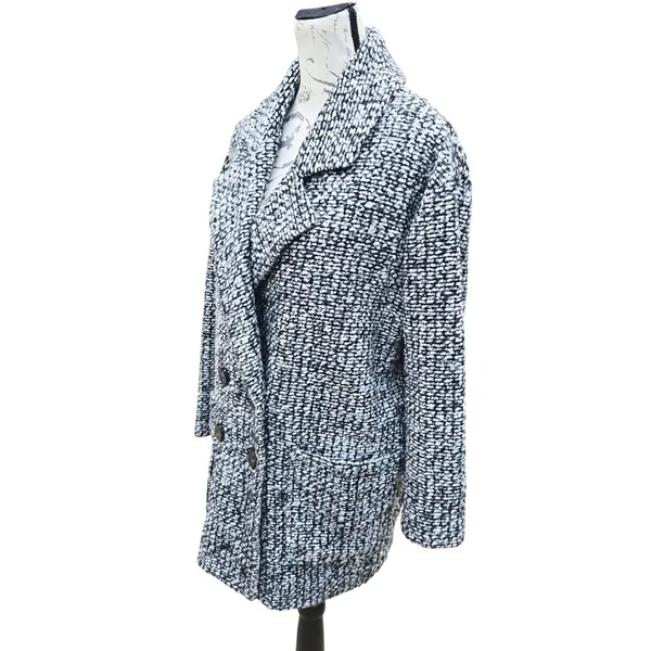 Hatch The Bristol Coat Black & White Textured Double Breasted Wool Blend Small‎ - Image 6