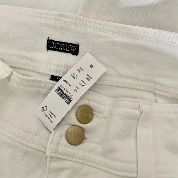 NWT!! J. CREW Slim Wide Leg Jeans Stacked Buttons Solid White Preppy Size 27 - Image 13