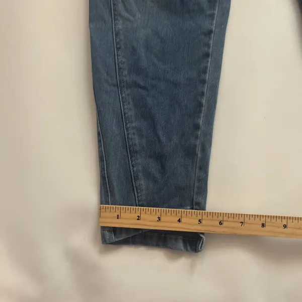 Halara Large Petite Tapered Leg Jeans Light Wash Zip Fly Stretch - Image 5